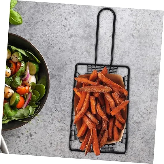 Fast Food Serving Basket with Ergonomic Handle – Wicker-Style French Fries & Chips Storage Basket for Kitchen, Café & Restaurant