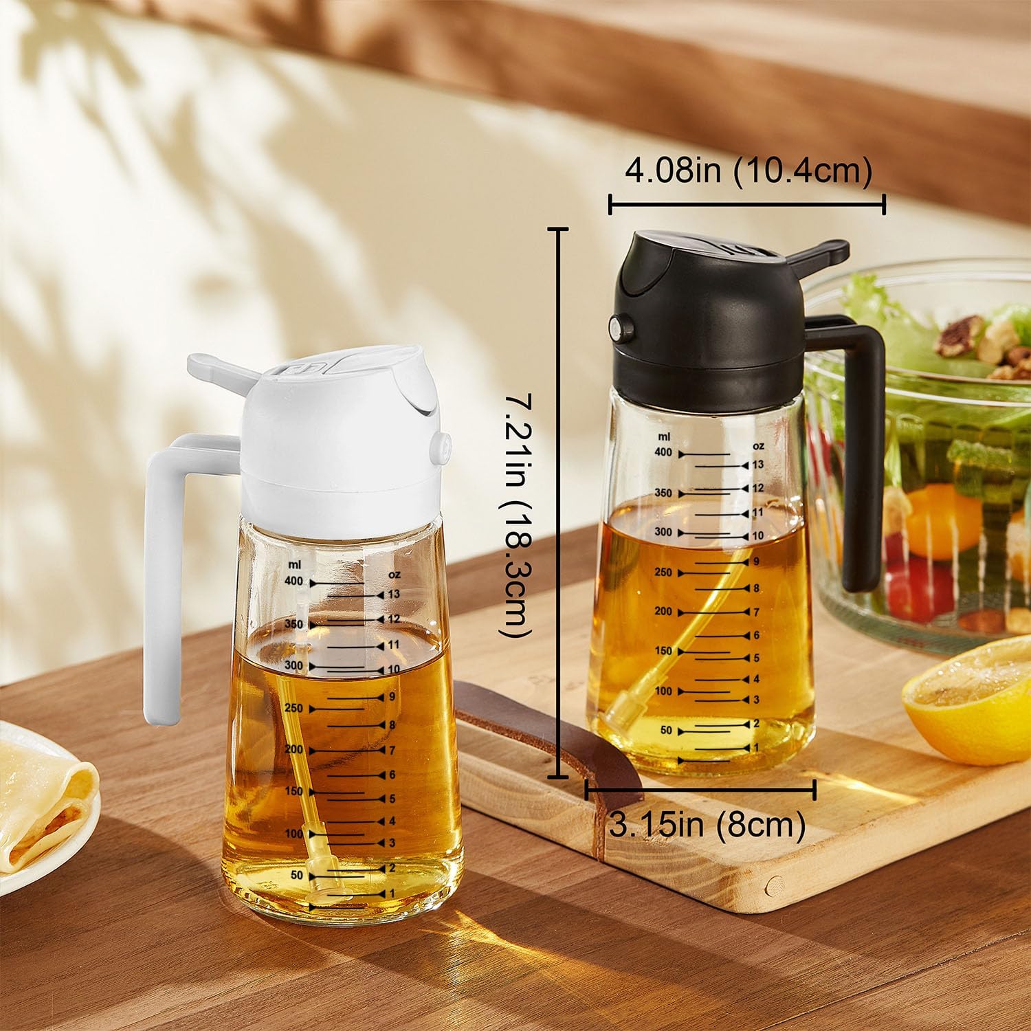 Kitchen 2-in-1 Oil Dispenser and Oil Sprayer | Dual-Use Olive Oil Bottle for Cooking, Frying & Baking