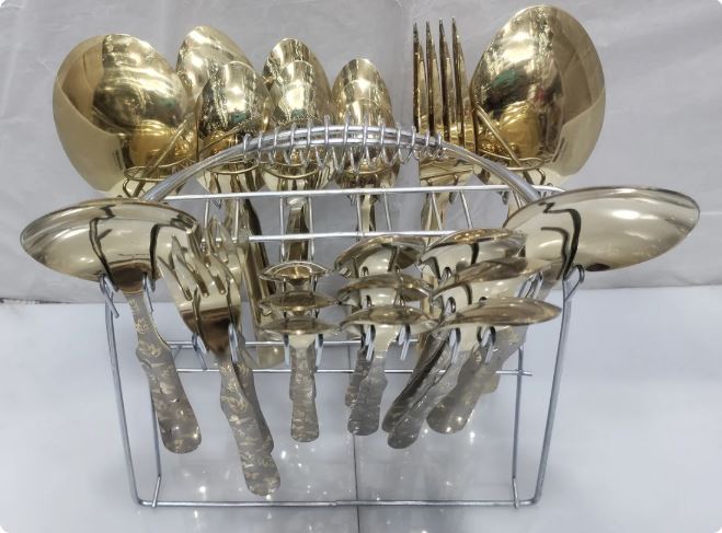 Golden Stainless Steel Cutlery Set – Elegant Luxury Dining 29pcs set