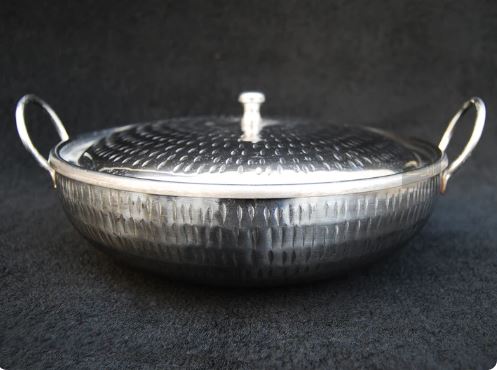 Hammered Stainless Steel Karahi with Lid