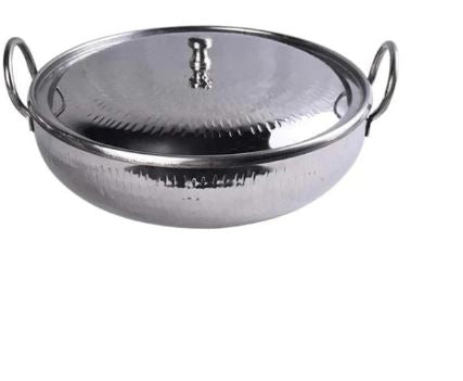 Hammered Stainless Steel Karahi with Lid