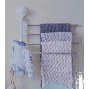 4-Bar Towel Rack With Hair Dryer Holder - AllThings