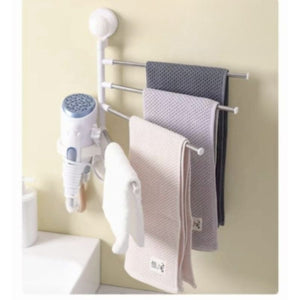 4-Bar Towel Rack With Hair Dryer Holder - AllThings