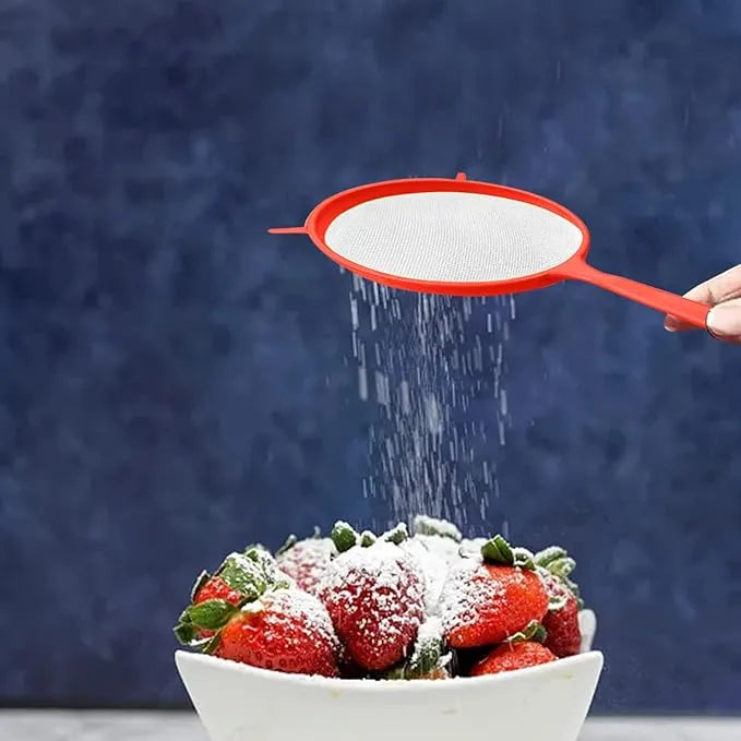 Multipurpose Plastic Strainer with Handle – Fine Mesh Kitchen Sieve, Colander & Flour Filter | Durable Food Strainer for Washing Rice, Pasta & Vegetables