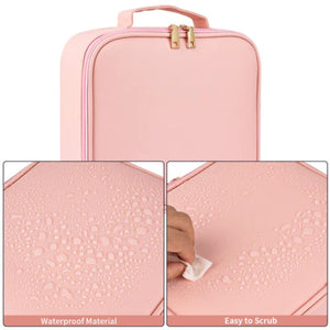 2 Layers Travel Makeup Cosmetic Organizer - Pink - 2225 - AllThings