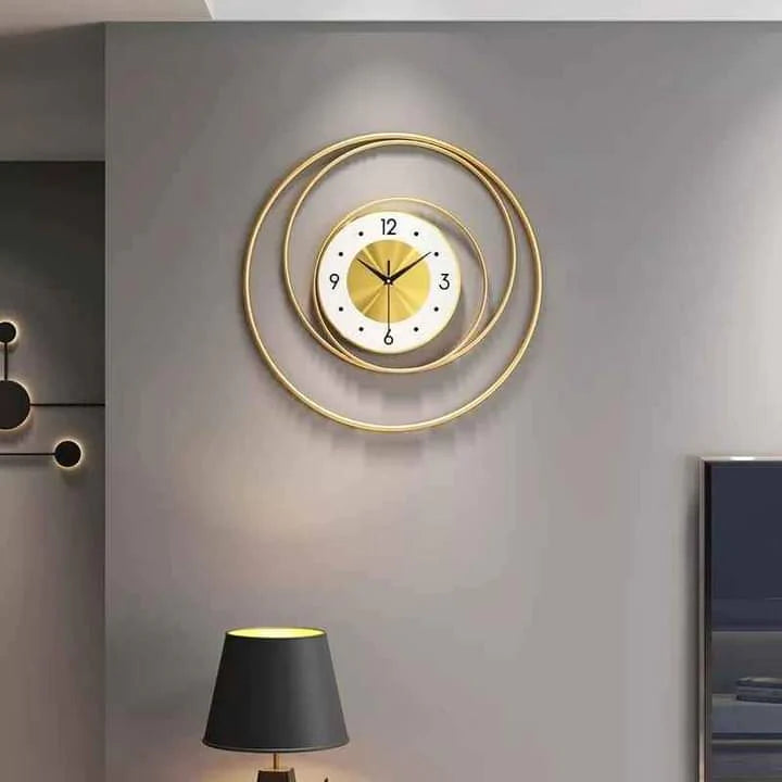 Metallic Orbial Look Golden Wall Clock