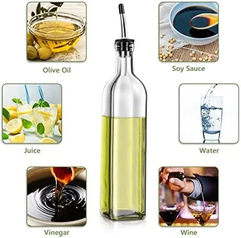 Oil and Vinegar Bottle Dispenser for Kitchen – Glass Oil Bottle with No-Drip Spout | Cooking Oil Dispenser for Easy Pouring