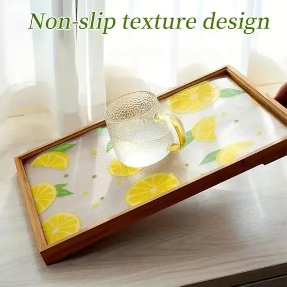 EVA Fridge Mats – Food Grade Anti-Slip Kitchen Shelf Liners, Washable Multipurpose Drawer & Table Mat 125×45cm (Lemon)