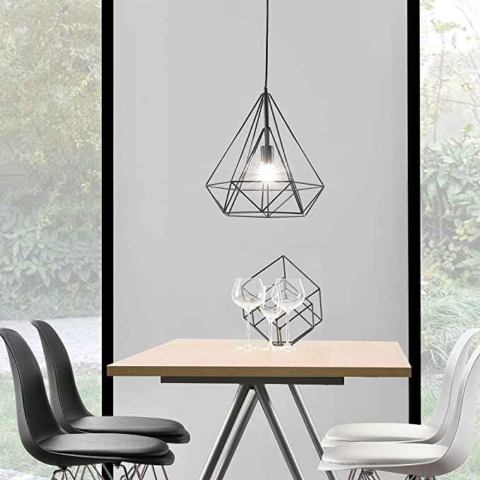 Sparkling Diamond Drop Pendant Lamp with vintage edison bulb