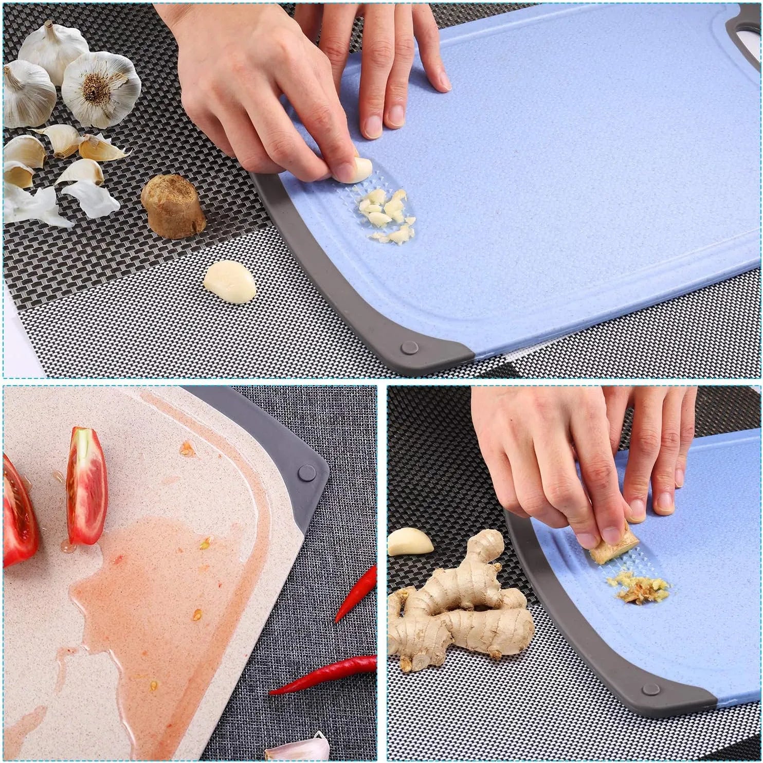 Plastic Cutting Boards Set – Professional Non-Slip Chopping Boards, Colored Kitchen Board Set, Dishwasher Safe