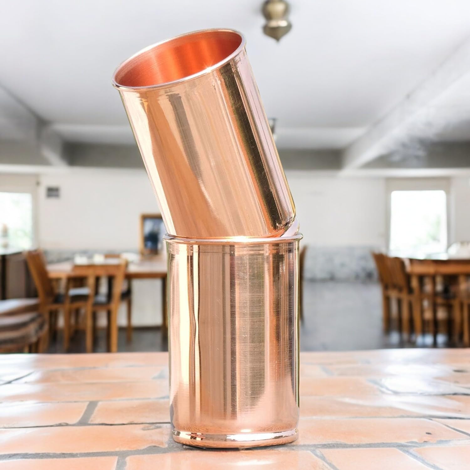 Pure Copper Set of 2 pcs Heavy Weight Glass Hygienic and Healthy