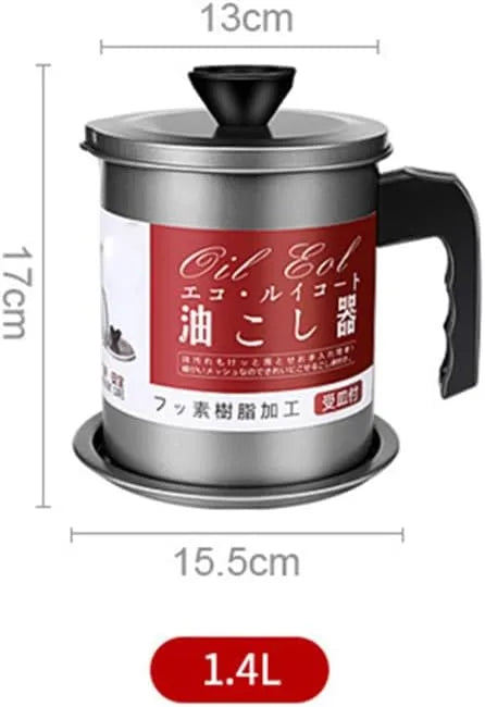 Stainless Steel Jumbo Grease Container with Strainer Basket | Large Capacity Oil Storage Pot | Heavy Duty Bacon Grease & Fryer Oil Filter Container