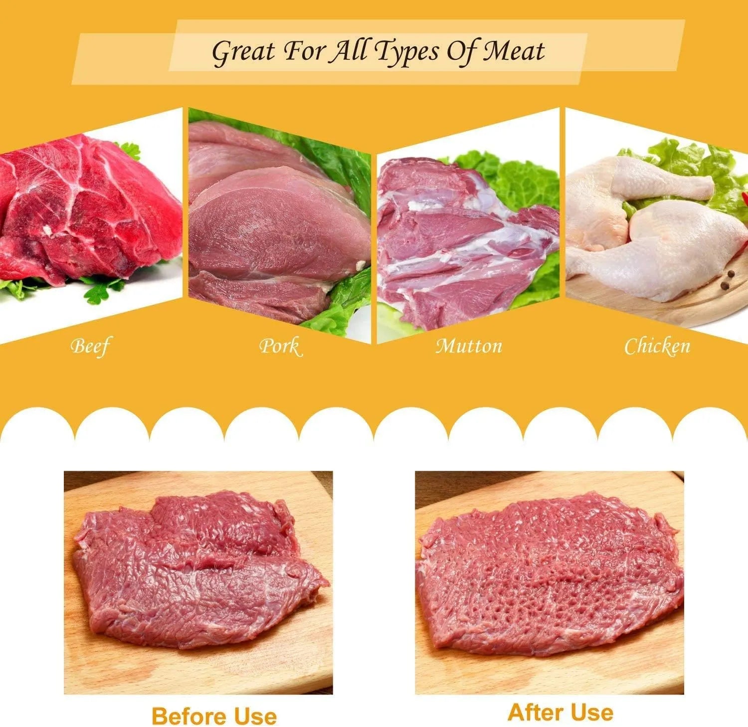 Meat Tenderizer Hammer with Wooden Handle – Heavy Duty Meat Mallet Tool for Beef, Chicken, Steak & Fish | Kitchen & BBQ Tool