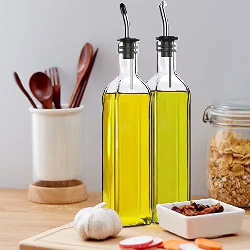 Oil and Vinegar Bottle Dispenser for Kitchen – Glass Oil Bottle with No-Drip Spout | Cooking Oil Dispenser for Easy Pouring