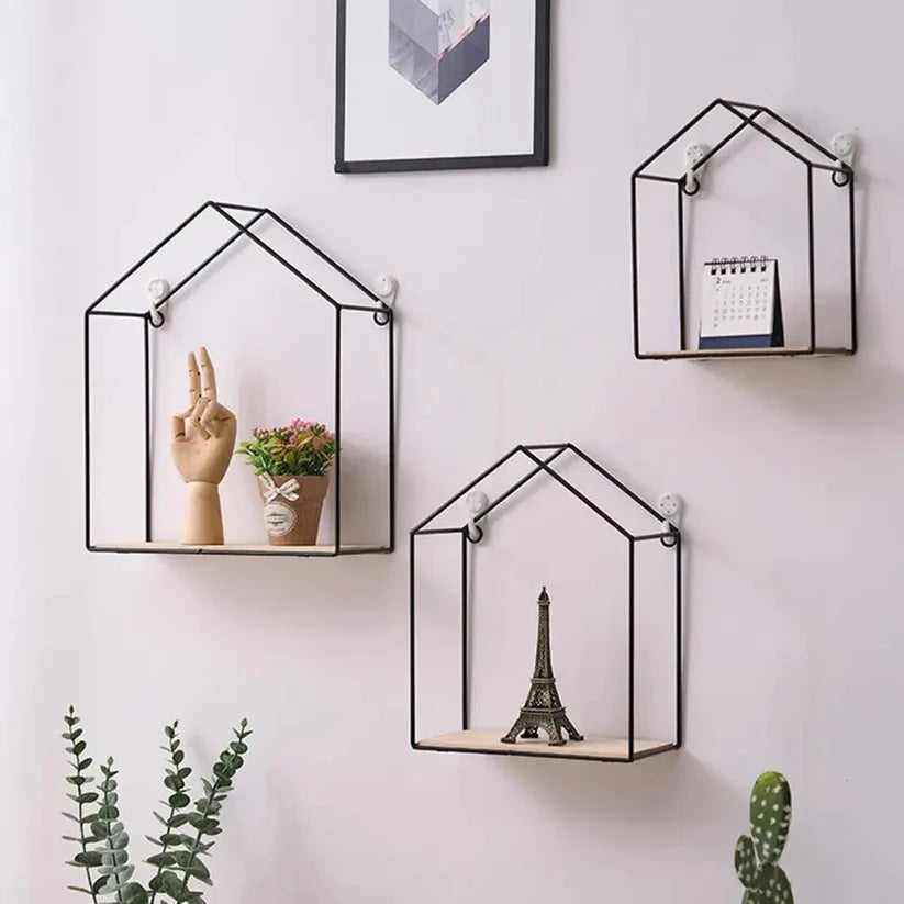 Hut Style Wall Shelf - Single Wooden Layer Style