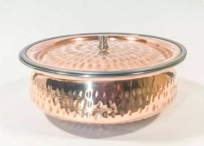 Premium Hammered Copper Karahi with Lid – Traditional Handcrafted Serving Bowl