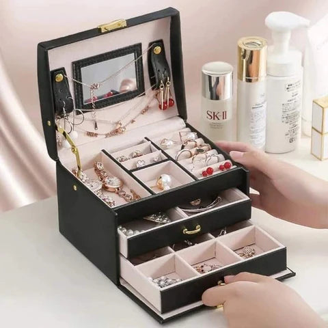 3-layer Jewelry Organizer Box with Lock