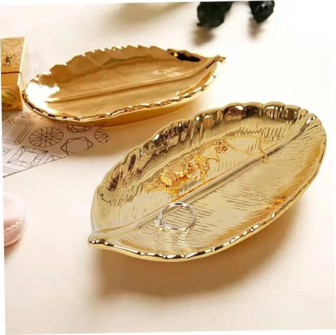 3-Piece Jewelry Dish & Wooden Tray Set – Decorative Snack, Candy & Home Décor Centerpiece Trays for Dining Room & Living Room