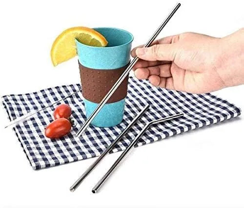 Reusable Metal Straw Set for Tumblers & Bottles – Stainless Steel Straws for Stanley, 40oz Tumblers, Juice & Smoothies with Cleaning Brush & Cover