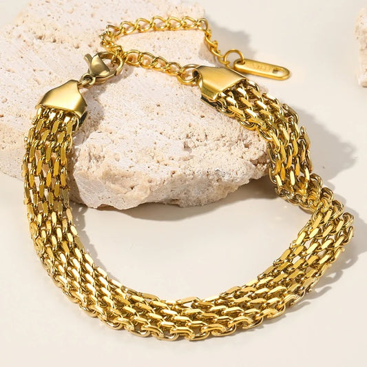Gold-plated Steel Braided Bracelet