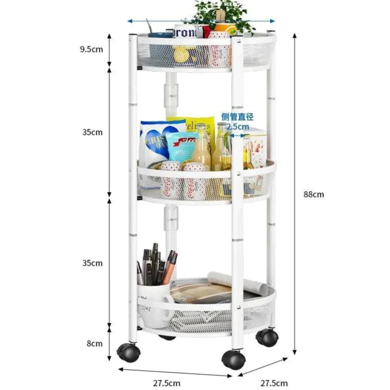 Three-Tier Foldable Kitchen Trolley - AllThings