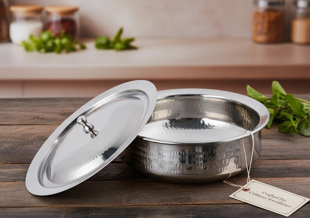 Stainless Steel Mathar Handi – Hammered Finish