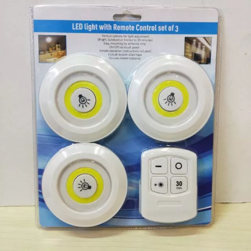 Tap LED Light With Remote Control ( Pack of 3)