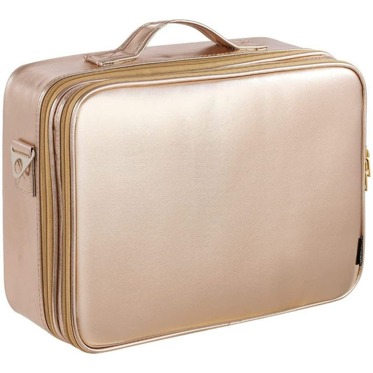 2 Layers Travel Makeup Cosmetic Organizer - Golden -1977 - AllThings