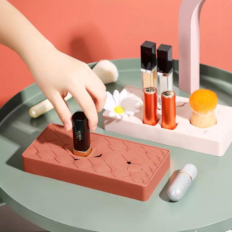 Silicone Multi Grid Makeup Lipstick Storage Organizer - AllThings