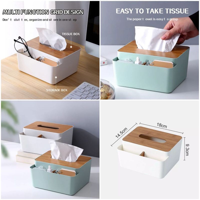 Wooden top tissue box